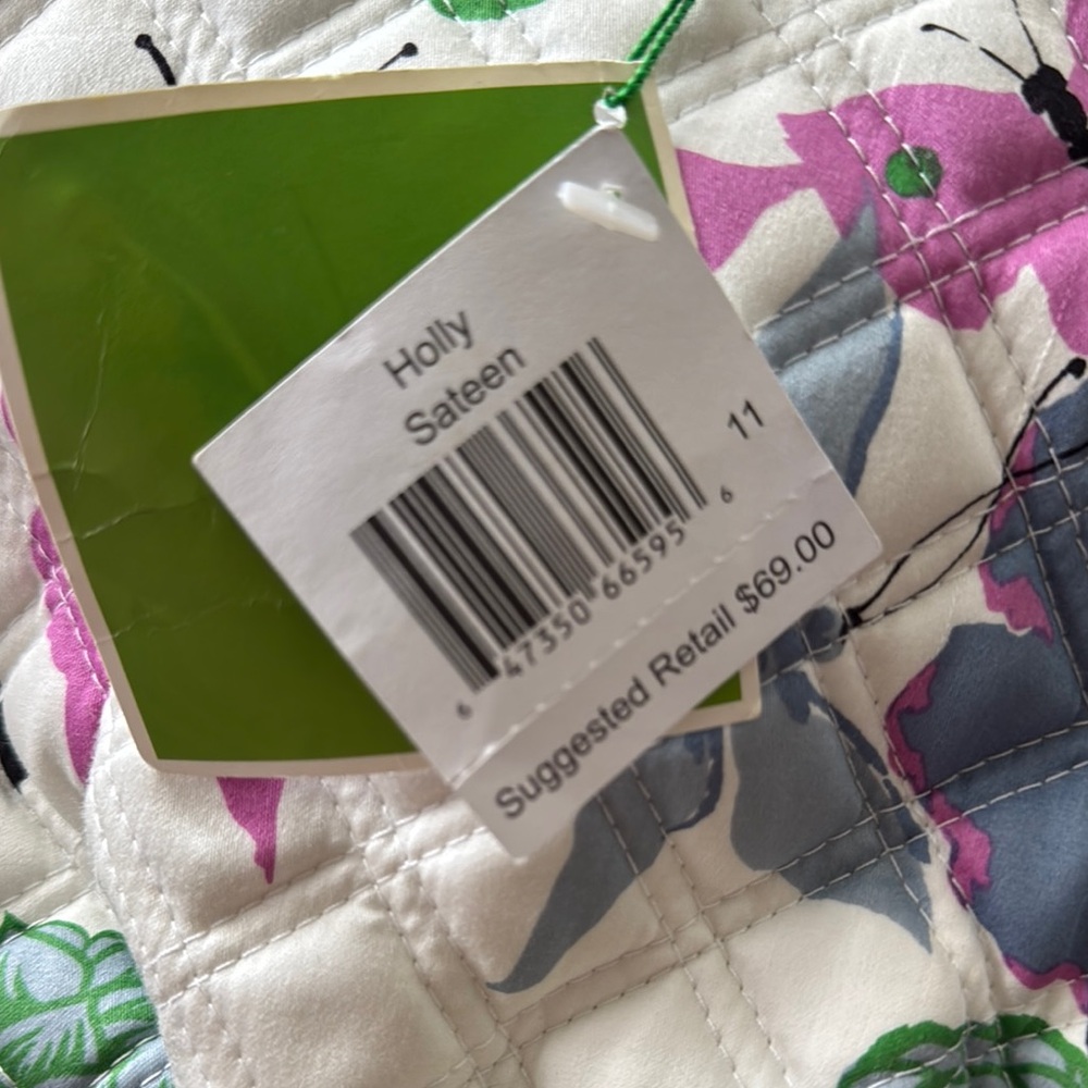 Vera Bradley Quilted Bag - White and Green with butterflies - Picture 7 of 11